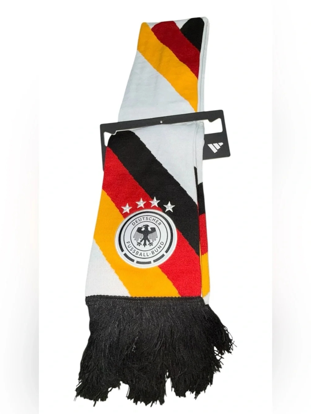 Adidas Germany DFB Scarf with Federation Crest - Black, Red, Yellow, White.